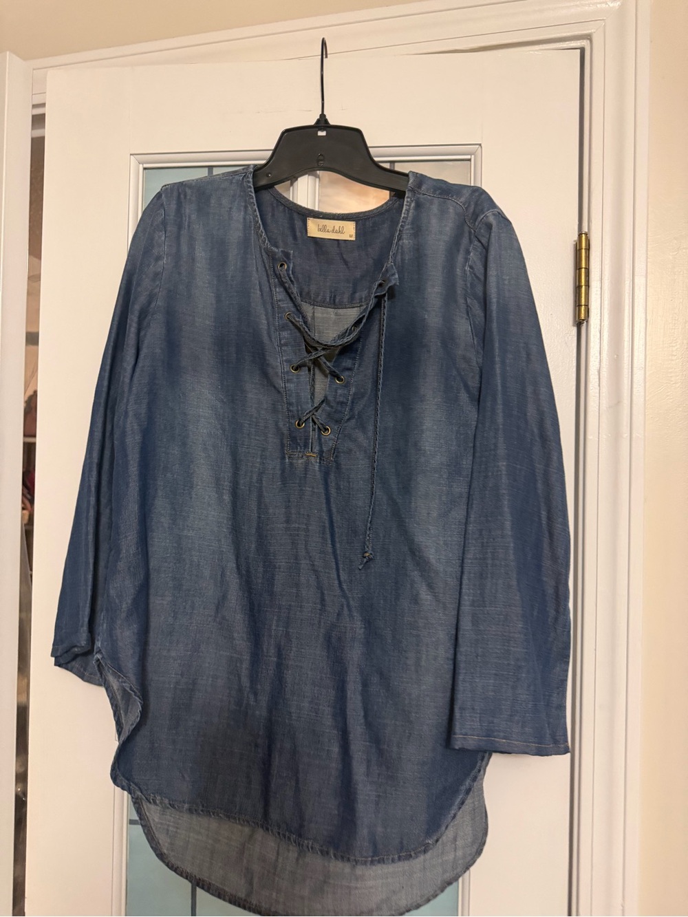 Indigo Denim Lace-Up Tunic Top